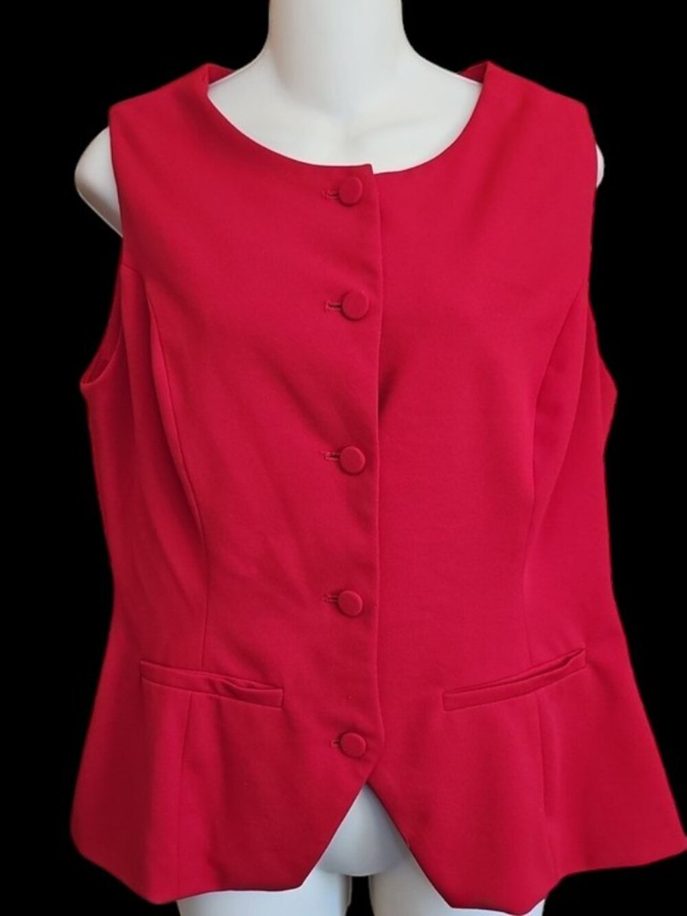 Dictionary Red Button-Up Peplum Vest Sleeveless Blazer form fitting - Size M